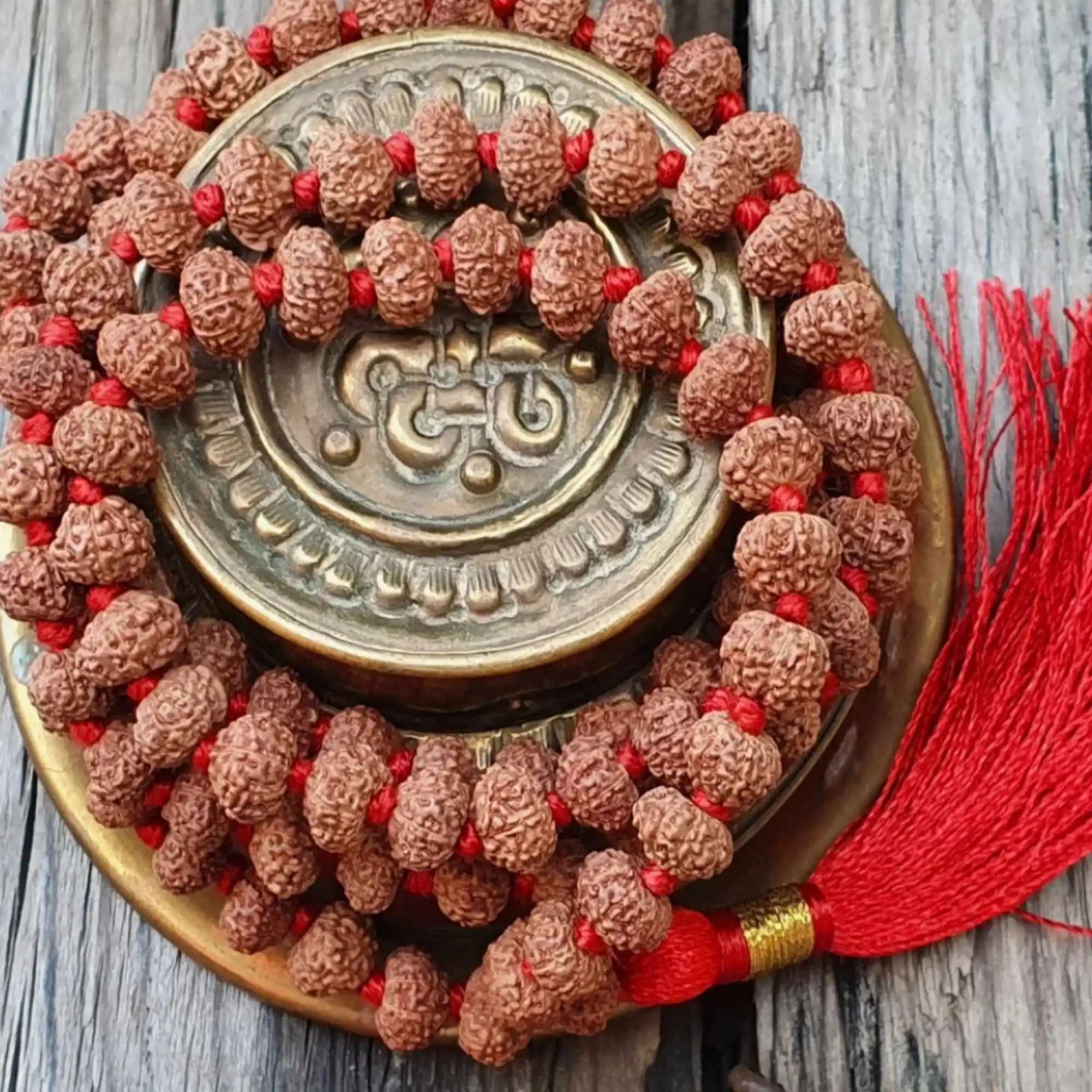 8mm Natural brown Rudraksha 108 knot beads necklace Souvenir Emotional Calming Jasper Thanksgiving Day Christmas Glowing