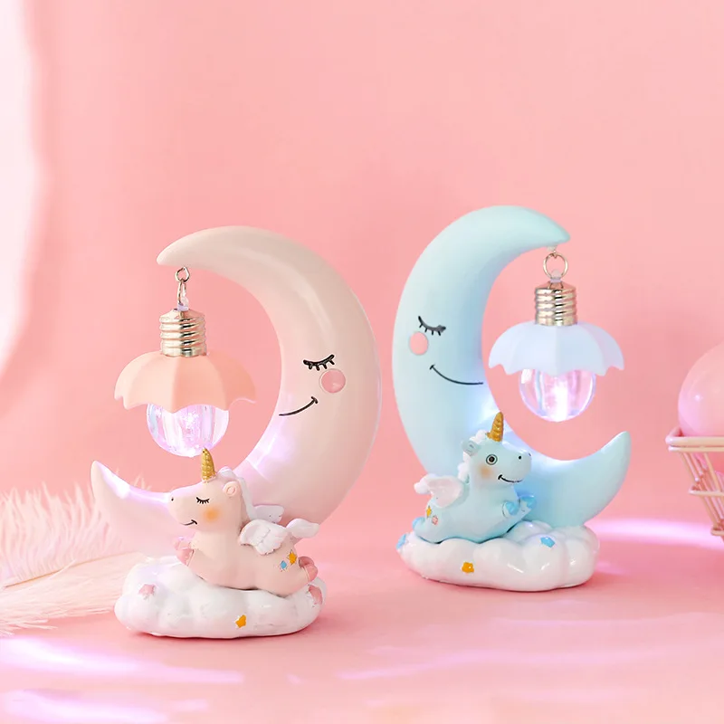 

TINGKE Resin Figurines & Miniatures - Glittering Moon Unicorn Desktop Decor for Home, Couples, and Friends - Ideal Gift