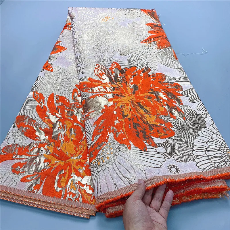 

Latest Jacquard Lace Fabric Unique African Gilding Lace Fabric Gold Brocade Bridal Material For Nigerian Wedding Party K072209