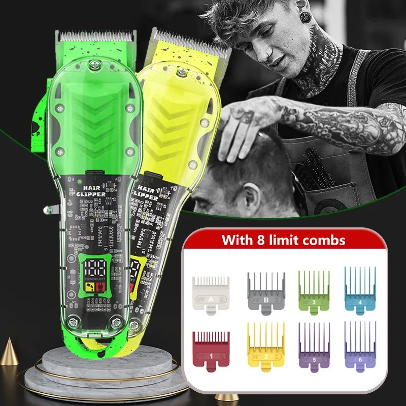 

Haircut kit for professional barbers., USB Rechargeable Beard Trimmer Salon Kit with Adjustable Clear Case Smart LED Display