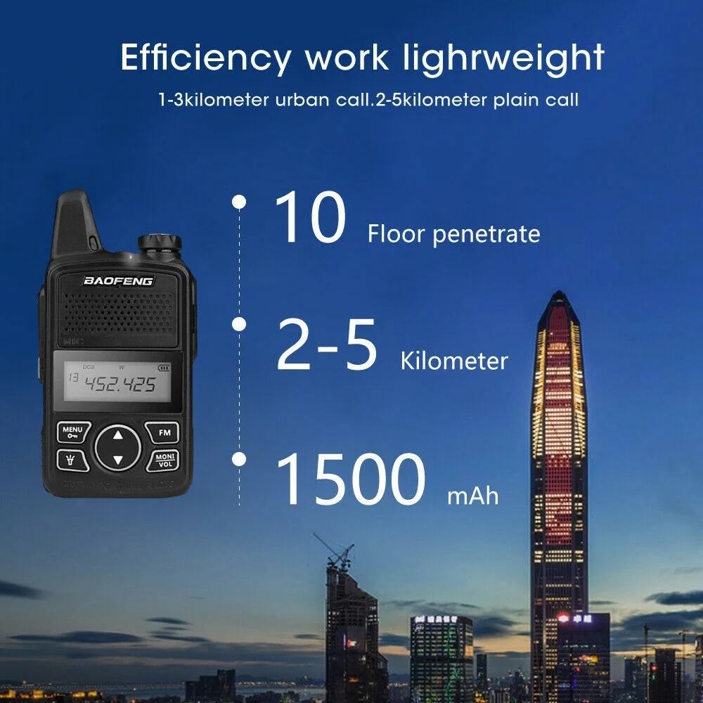 2x Baofeng Radio BF-T1 Walkie Talkie UHF 400-470MHz Two Way Radio BF T1 Mini Talkie-Walkie USB Rechargeable Portable Ham Radio