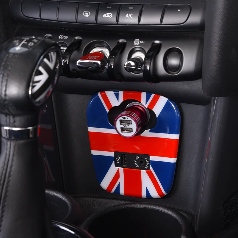 

F55 F56 F57 Union Jack Car Center Console Cigarette Lighter Panel Trim Sticker Protection For MINI Cooper Interior Accessories