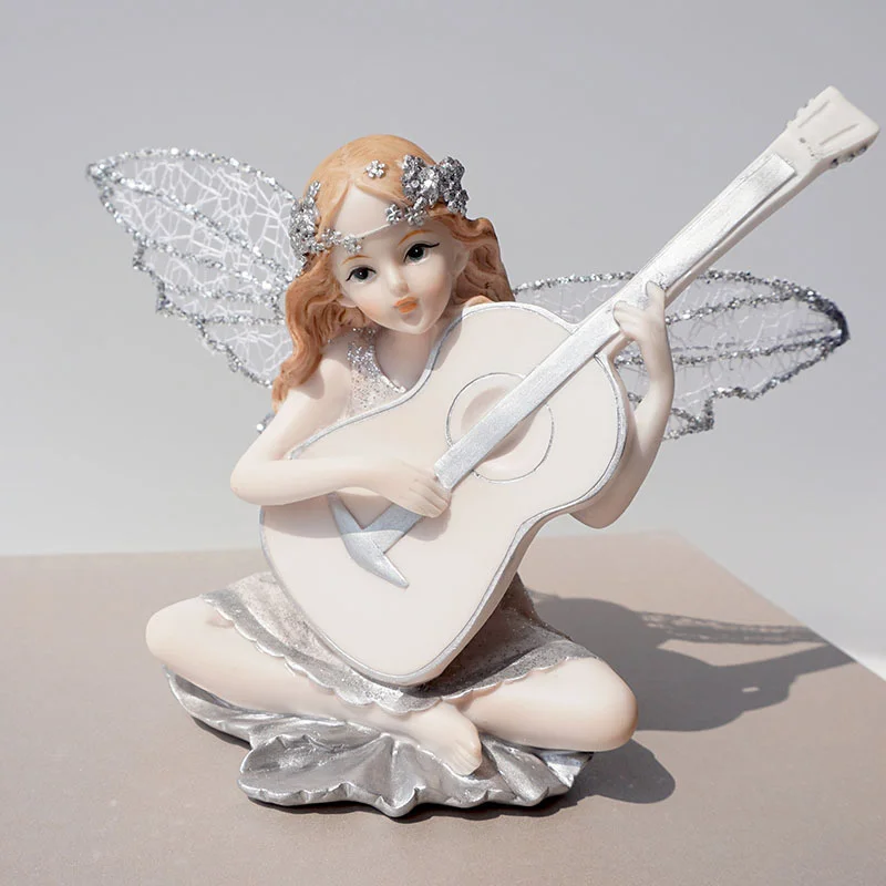 

Music Guitar Angel Girl Heart Home Decoration Car Resin Decoration Handicraft Creative Home Decoration Girl's Day Gift