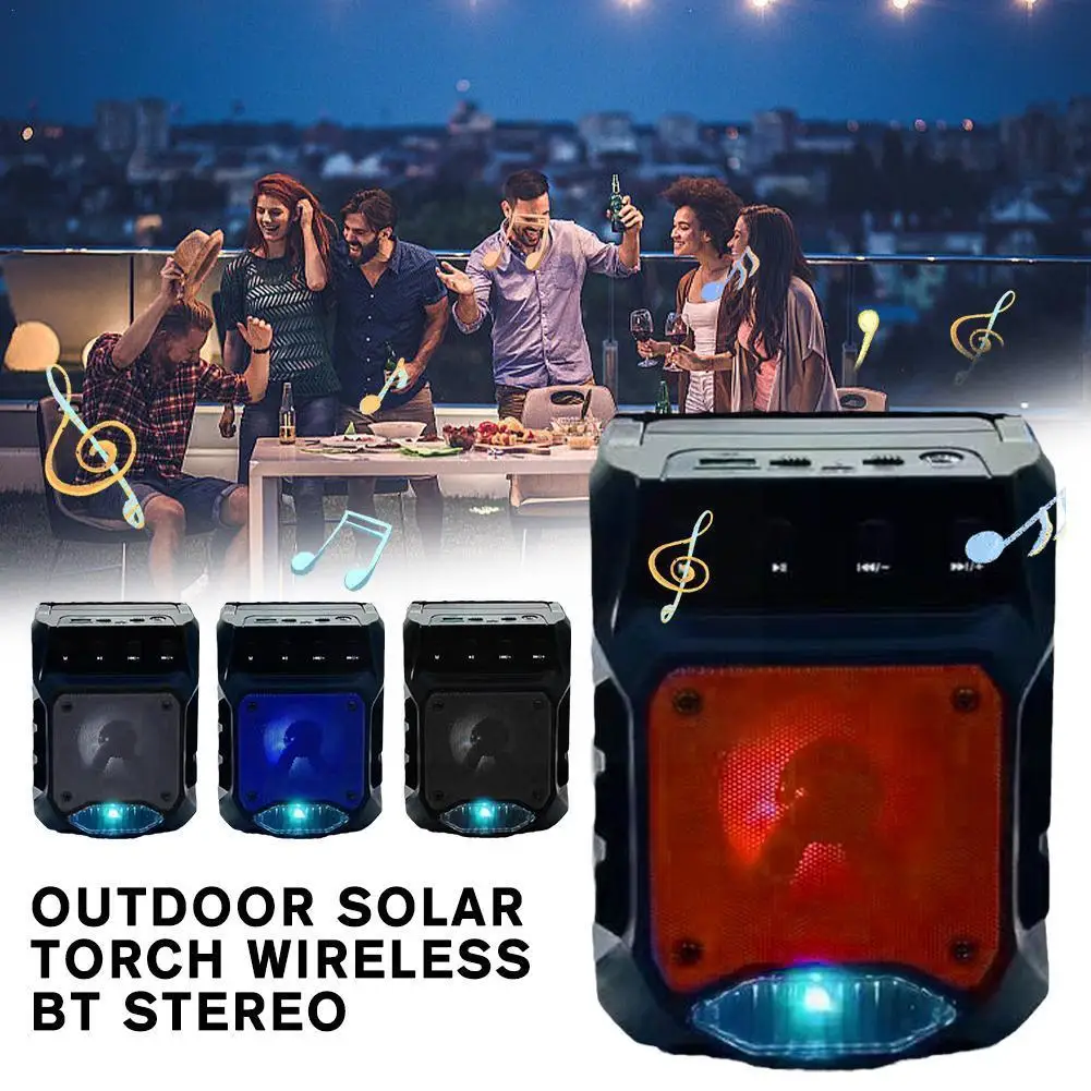 

Outdoor Solar Torch Wireless Bluetooth Stereo Speaker Speaker Outdoor Waterproof Small Atmosphere Light Portable Audio Audi G7D2