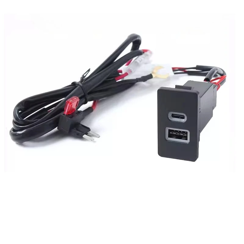 

1 шт., двухпортовая зарядка USB QC3.0 Type-C, интерфейсная розетка PD, автомобильное зарядное устройство для зарядки телефона для Toyota Corolla LC80, автозапчасти