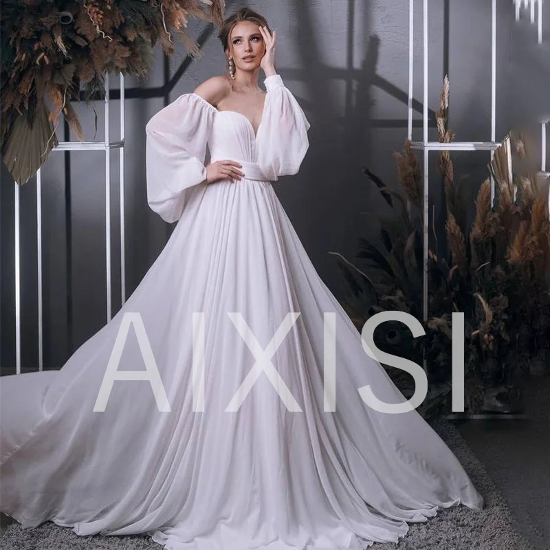 

Simple Wedding Dresses Appliques A-Line Vestidos De Novia Off The Shoulder Sleeveless Luxury Robe de mariee Sweetheart