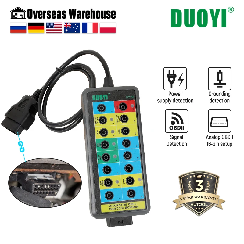 

DUOYI DY29 New Auto car Break out Box OBDII obd Breakout Box Car Protocol Detector car obd2 interface car monitor Free Shipping