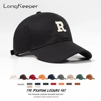 2022 cotton baseball cap for women and men vintage embroidered letter r snapback hat adjustable sport summer sun hats black hat