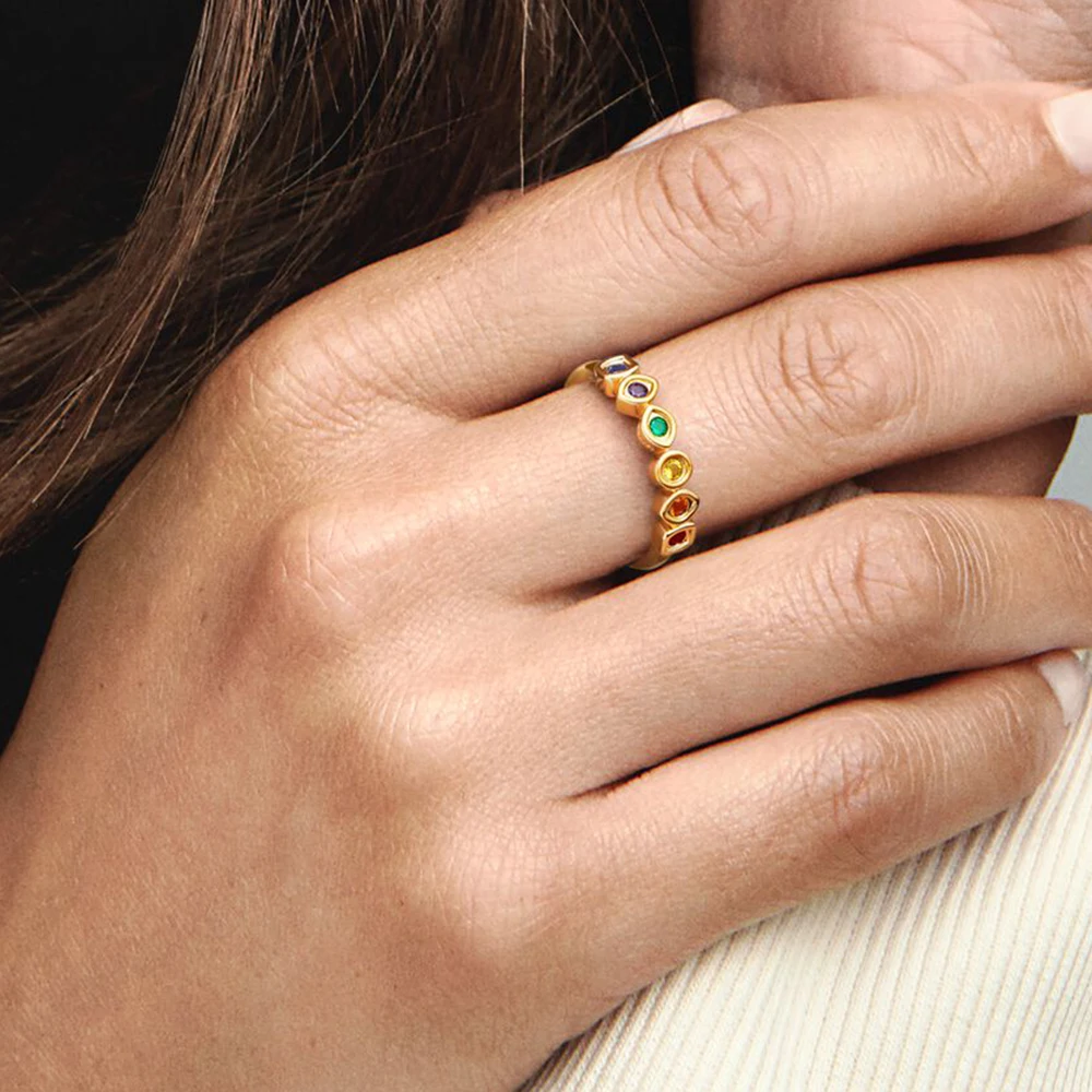 Pandora-Bague en argent S925 pour femme, The Avengers Extron Charbon, Or, Noble, Élégant, Bijoux, Accessoires, Cadeaux