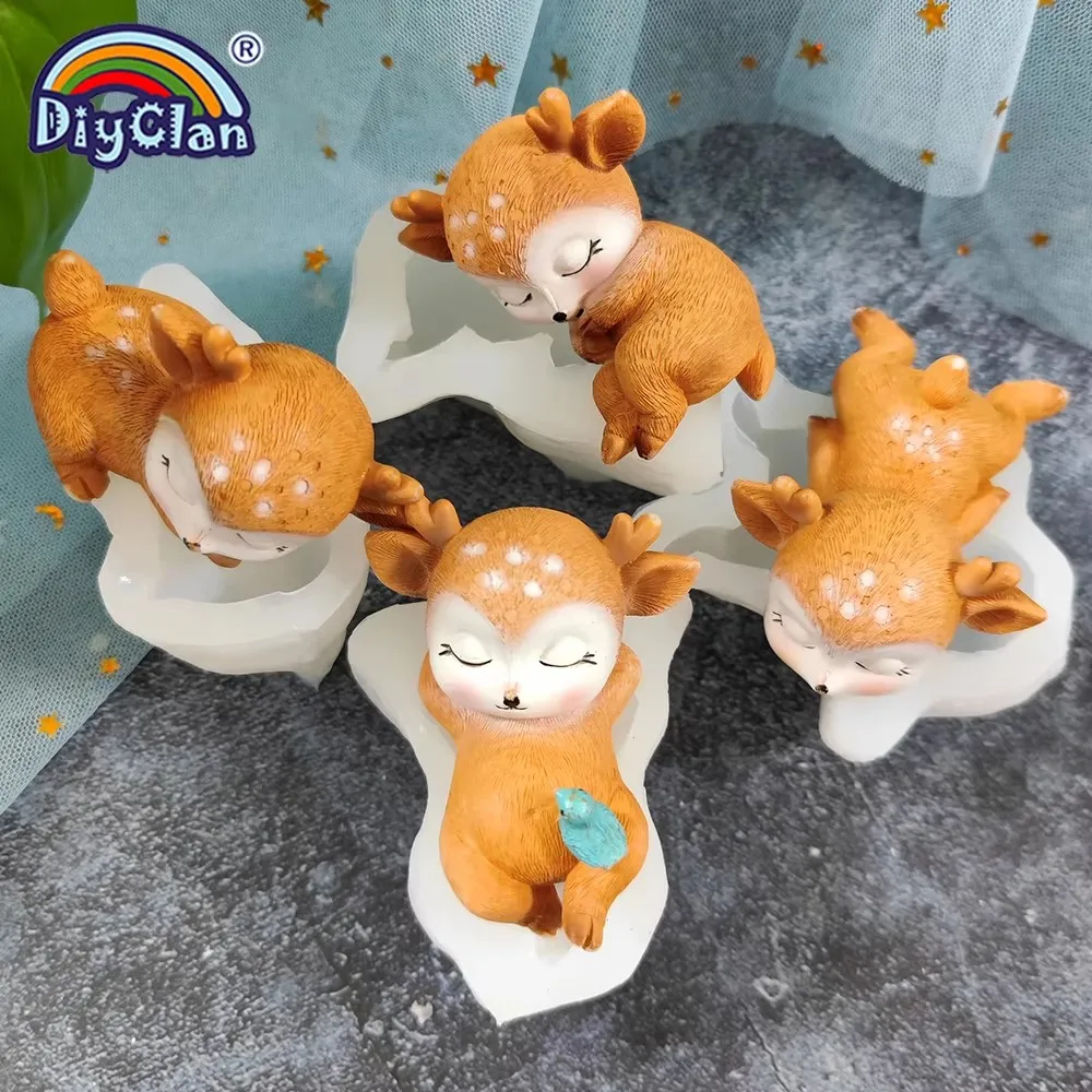 Фото 3D милый олень силиконовая форма для свечей DIY инструменты для украшения пятнистый олень ароматерапия гипсовая форма для рукоделия предметы домашнего обихода орнамент №3
