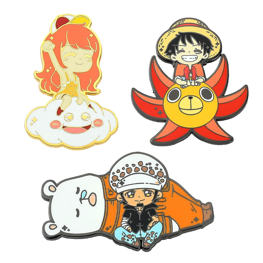 

Japan Anime One Piece Pins Brooch on Backpack Badge Monkey D. Luffy Pirate Brooch Pins for Kids School Bag Clothes Accessories