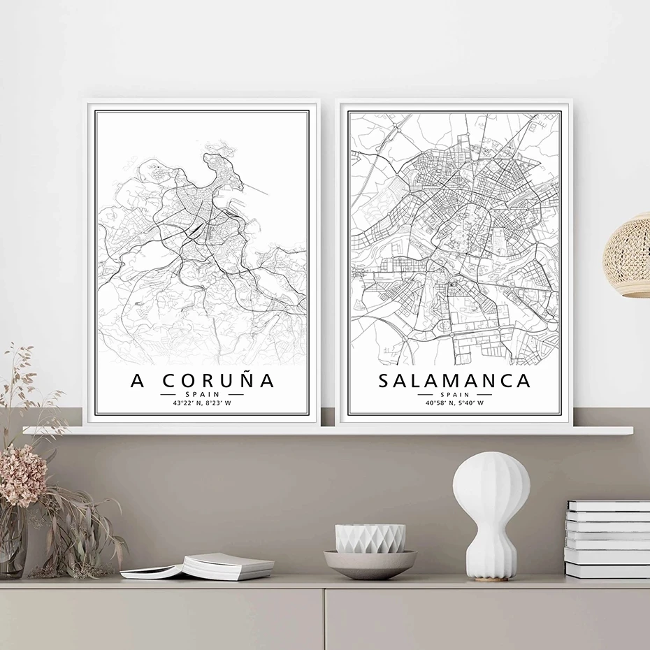

Spain Cities Maps MARIDA BARCELONA Modern Posters Prints Minimalist Black White Canvas Paintings Picture Living Room Home Decor