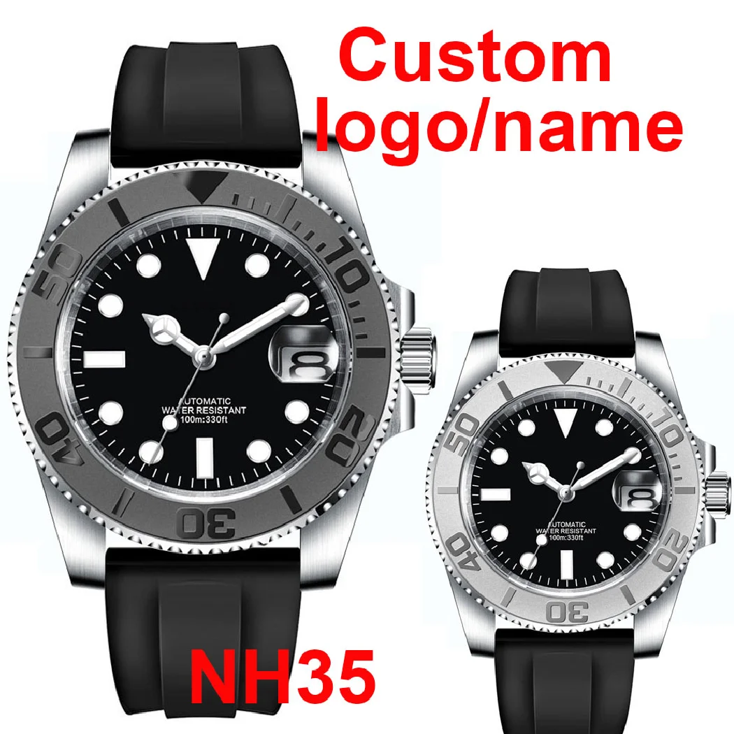 

Модные японские часы 24 Драгоценности NH35 40 мм для яхты, автоматические мужские часы Miyota YM с матовой церемоничной рамкой и резиновым ремешком