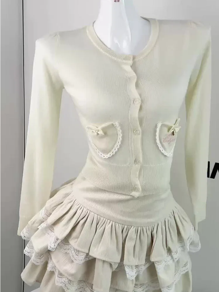 Женский однобортный Кардиган с круглым вырезом и длинным рукавом