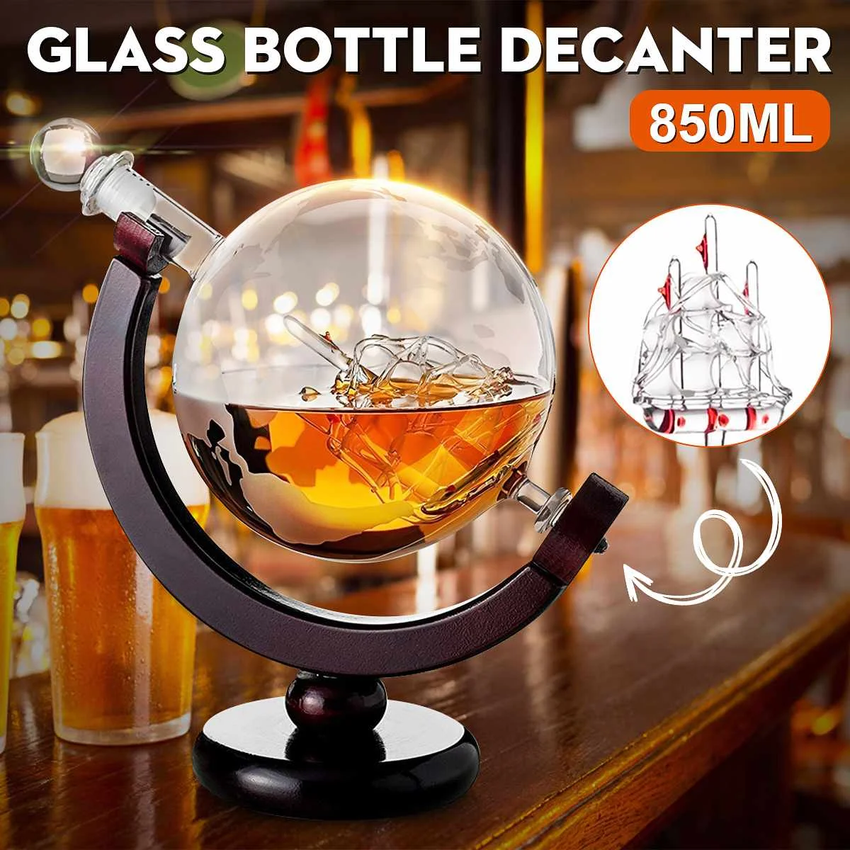 

850ml Glass High Grade Spiral Earth Globe Shaped Wine Decanter Gift Box Harp Swan Decanter Creative Wine Separator