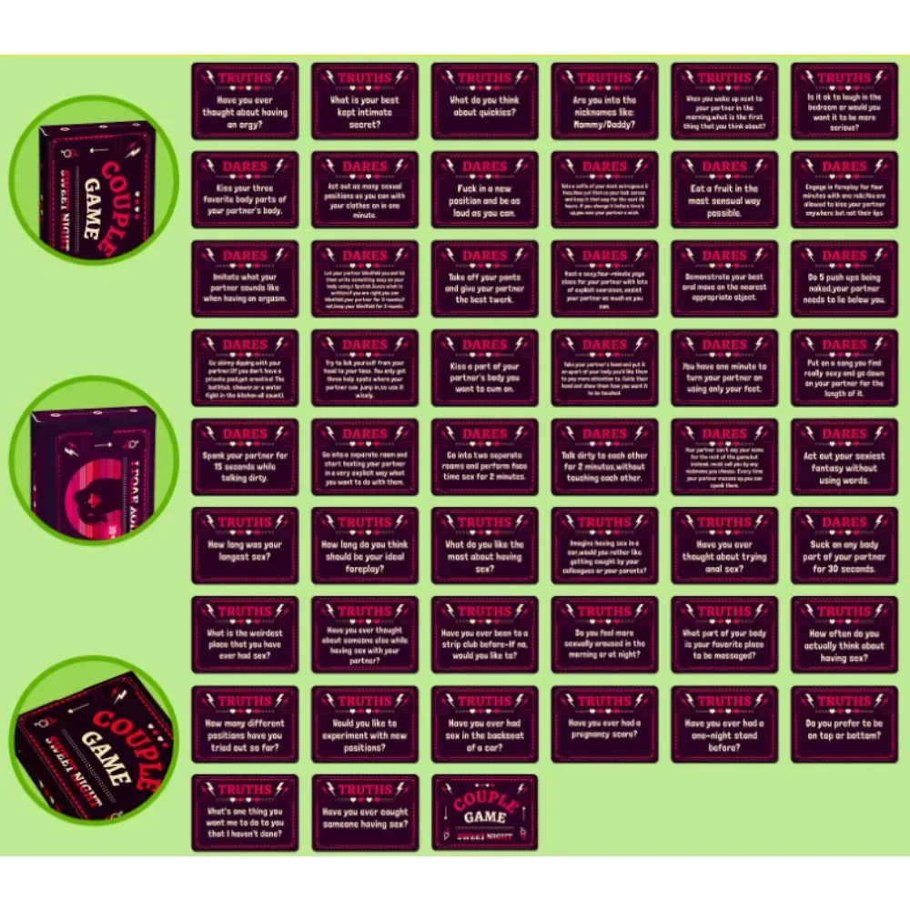 Набор игр для пар 50 карточек спортивные игры на открытом воздухе ночные