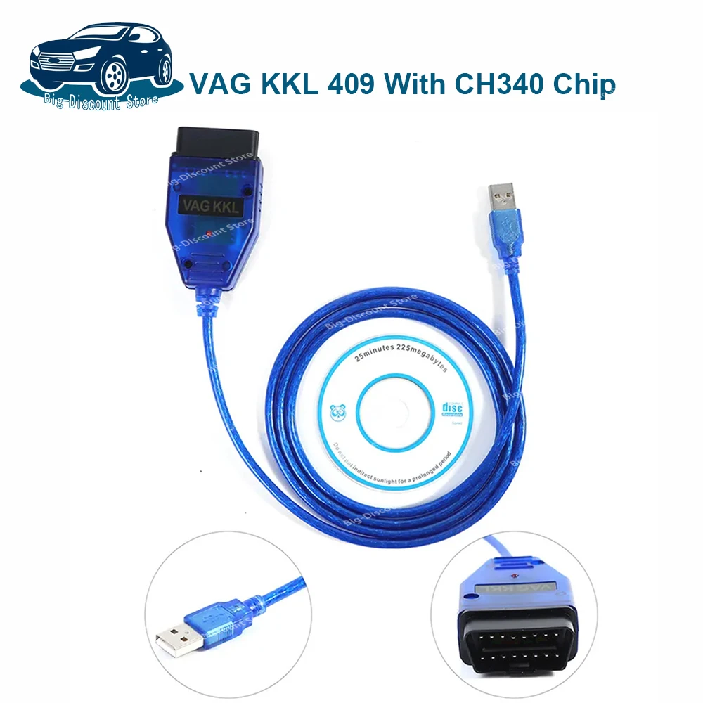 Автомобильный диагностический инструмент для VAG KKL 409 с чипом CH340 Кабель