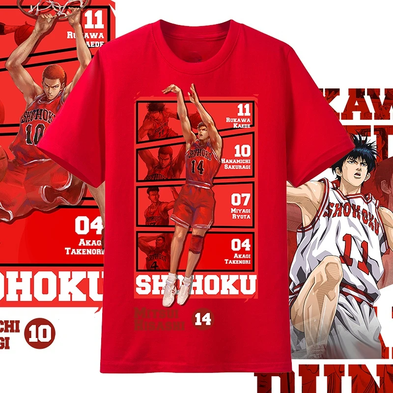 

Slam Dunk T Shirt Sakuragi Hanamichi Rukawa Kaede Takashi Akagi T-shirt Summer Fashion Clothes Anime Fans Gift Sports Tshirt Top