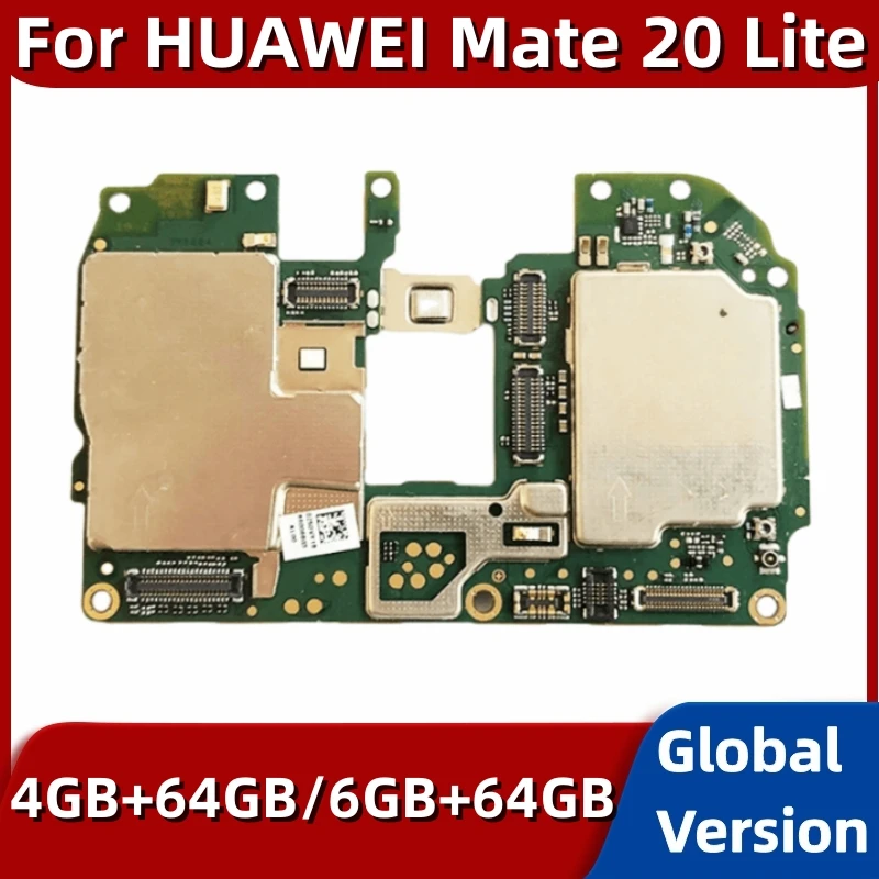 

100% Unlocked Mainboard For HuaWei Mate 20 Lite Motherboard 64GB ROM Original Main Logic Board Full Chips with Global Firmware