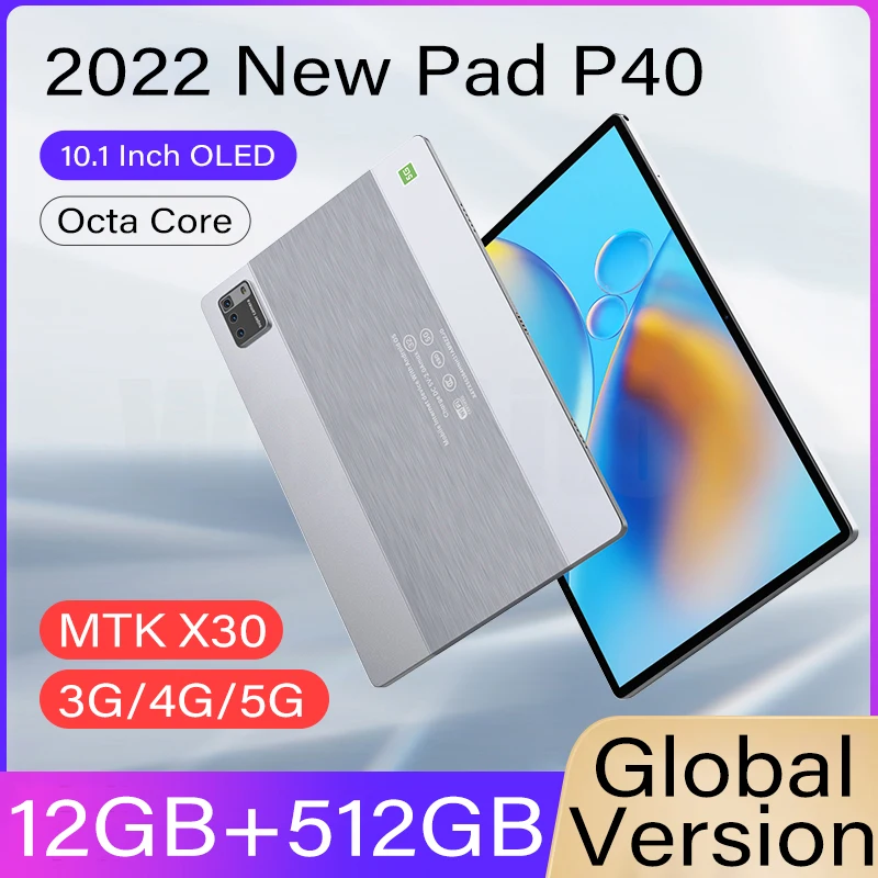 Gobal Version Tablet P40 PC 10.1inch 8600mAh Android11 512GB Dual Sim WIFI Network Study Gaming Office GPS Google Play Tablette