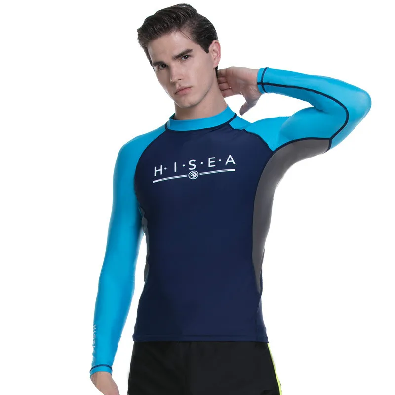 

HISEA Lycra Men Surfing Suit Long Sleeve Wetsuit Swimwear Men Rashguard Swim Shirts Split Wet Suit for Swimming Men Surf Suit