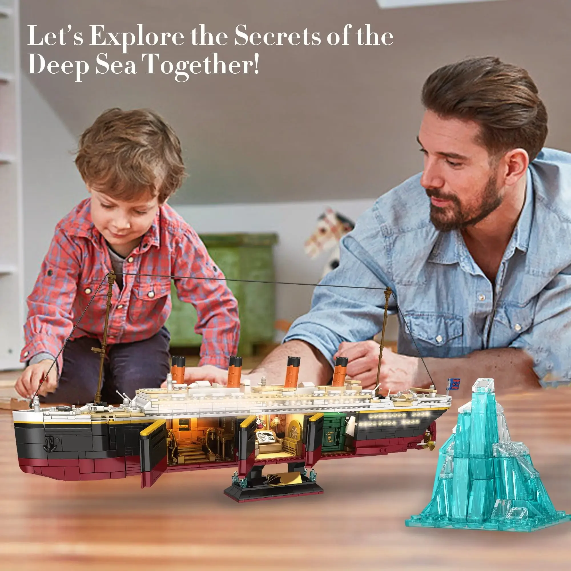 Детский конструктор круизный лайнер с подсветкой 2288 шт