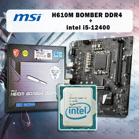 Новый MSI H610M BOMBER DDR4 + intel Core I5 12400 CPU Socket LGA 1700 /Micro ATX/без кулера