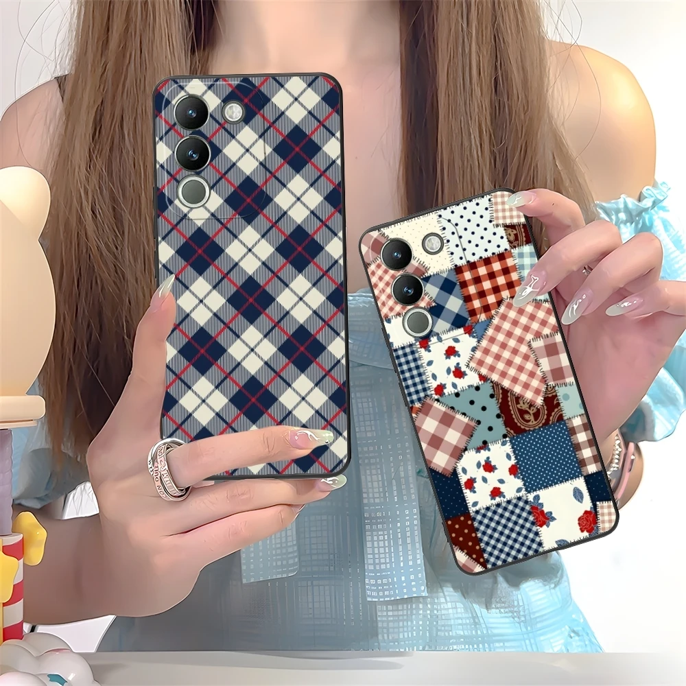 Lattice Grid Texture Mobile Cell Phone Case for VIVO Y95 Y93 Y31 Y20 V19 V17 V15 Pro X60 NEX Black Soft Cover Shell