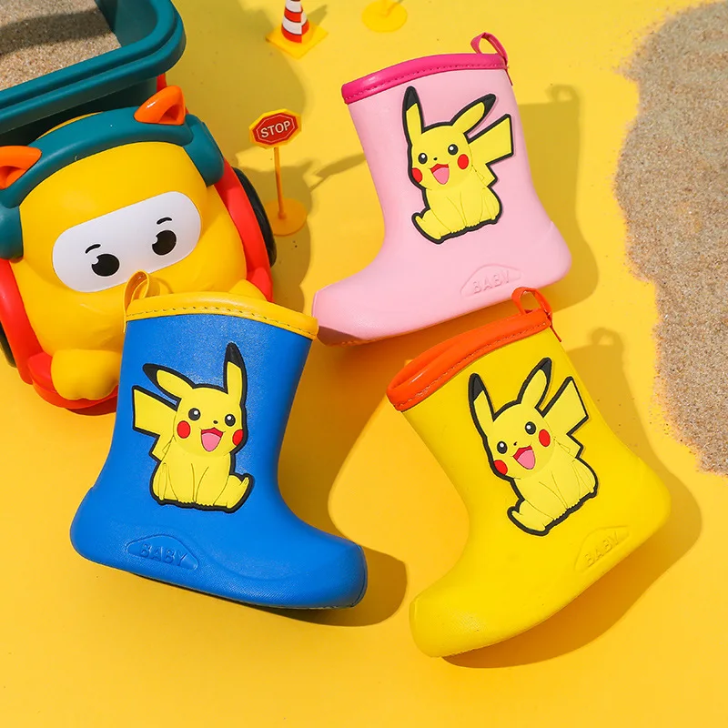 

Kawaii Pokemon Pikachu Anime Cartoon Kids Rain Boots EVA Waterproof Non-Slip Water Shoes Rainy Day Light Shoes Boys Girls Gift