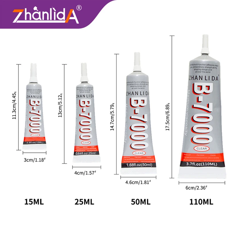 

3ml 15ml 25ml 50ml 110ml B7000 Clear Contact Adhesive With Precision Applicator Tip Diamond Jewelry Bonding Painting Glue