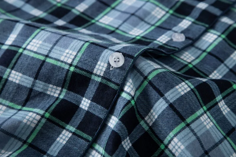 Autumn Women's Cotton Flannel Nightgown Long Flannel Plaid Nightshirt Button Down Long Sleeve Sleepwear Sleepshirts with Pockets