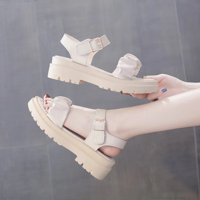 

2022 Sandals Comfort Shoes for Women Suit Female Beige Summer Heels Espadrilles Platform All-Match Med Clogs Wedge New Black Gir