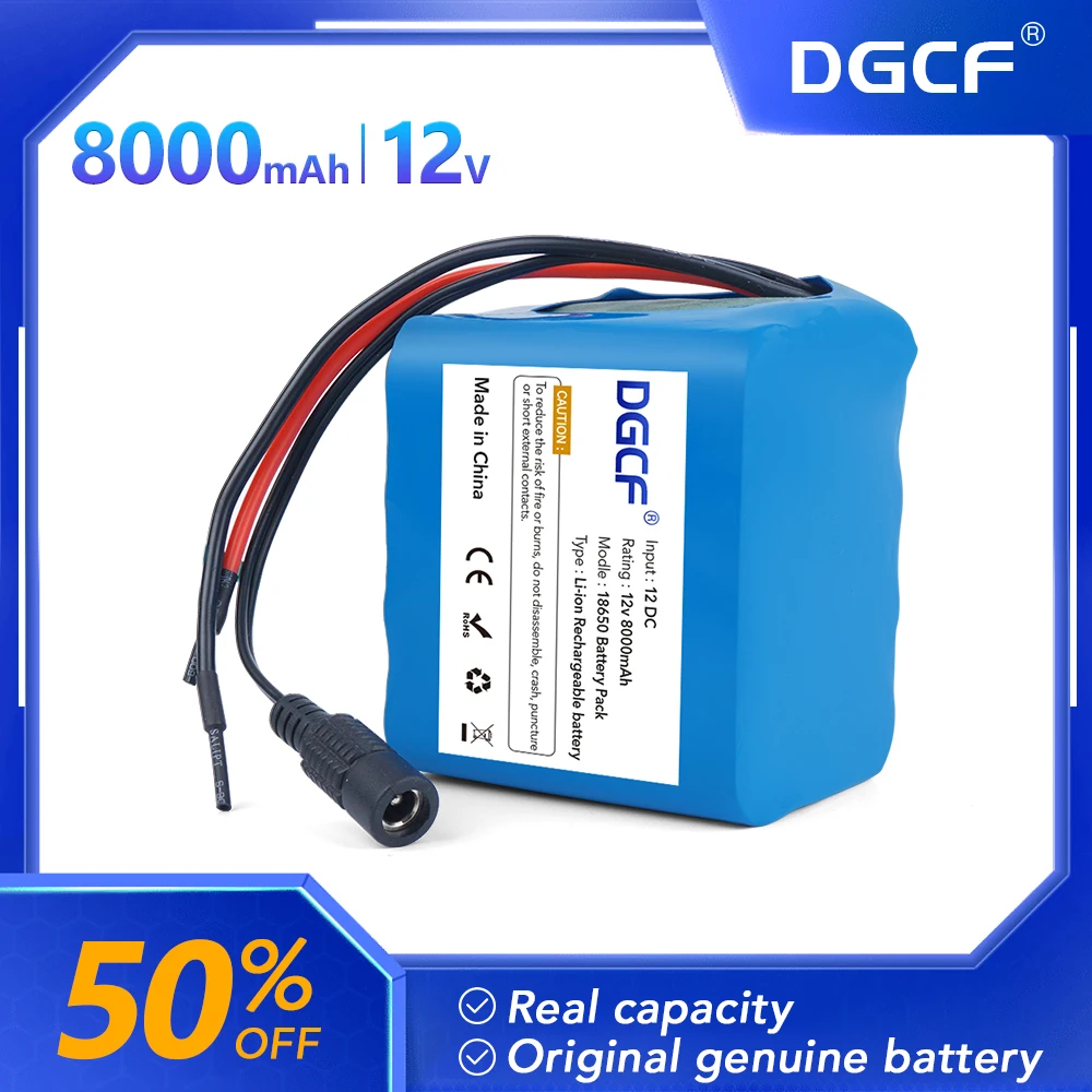 

12V Li-Ion Battery 8000mAh Real Capacity 18650 Lithium 12.6V Built In Battery Protection Board Suitable for Electrical Equipment