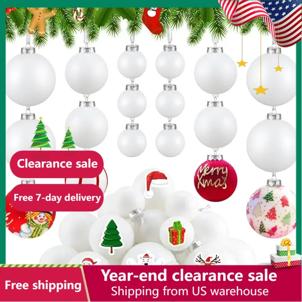 

60 Pcs Christmas Balls Christmas Tree Decoration Hanging Christmas Ball Ornaments for Crafts DIY Drawing Decorations