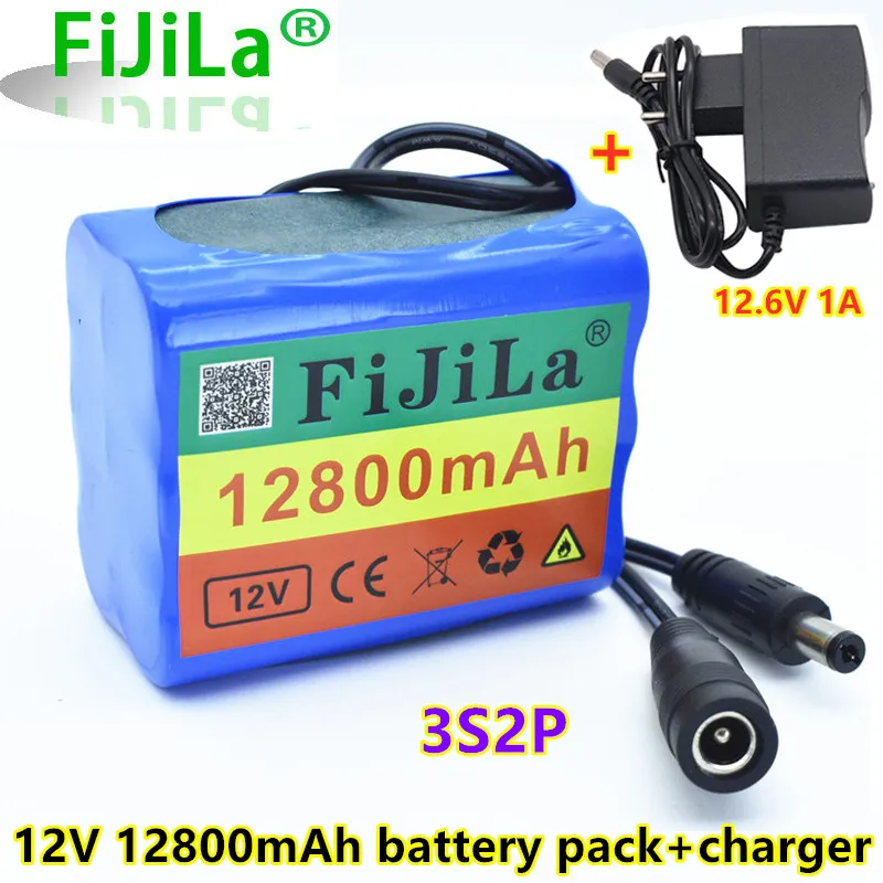 

2022 original novo 12v 12800mah 18650 baterias recarregáveis 12v com bms bateria de lítio placa proteção + 12.6v carregador