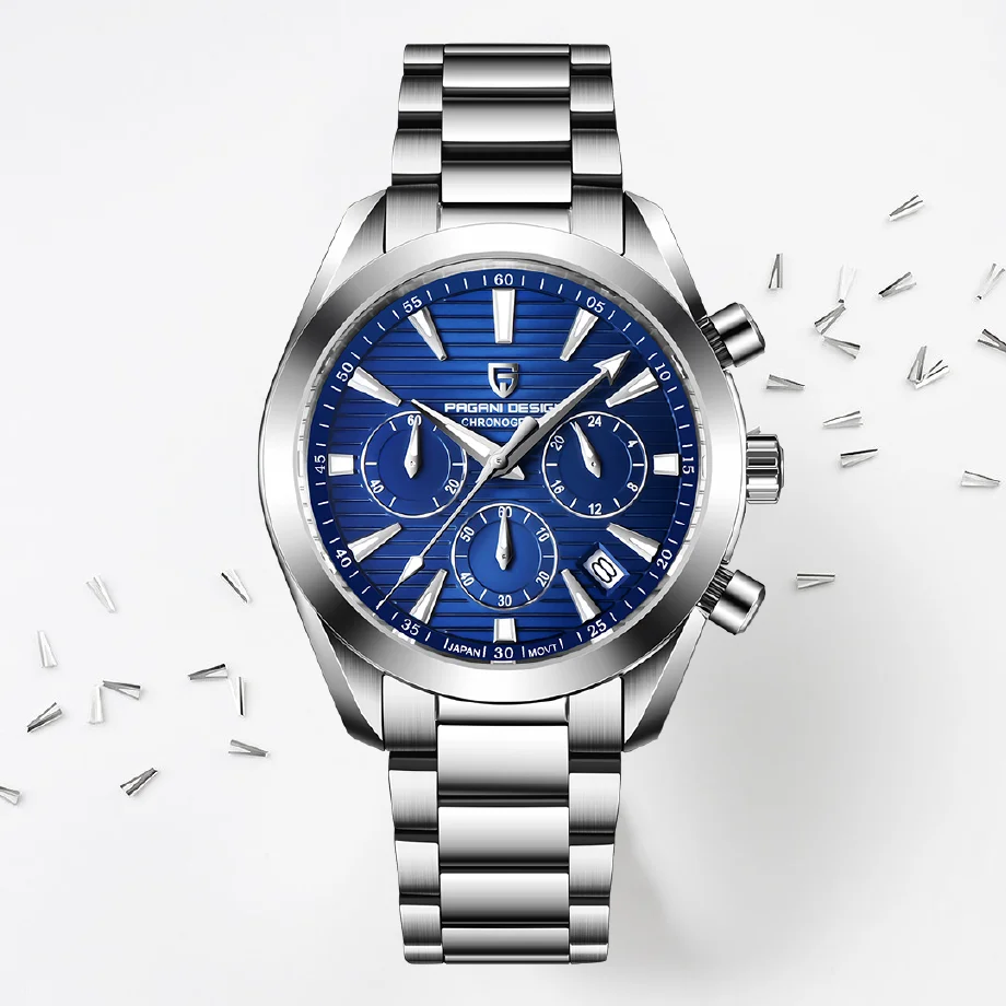 

Часы наручные PAGANI DESIGN AT Мужские кварцевые, роскошные спортивные с хронографом и сапфировым зеркалом, водонепроницаемость 2022 м, 100