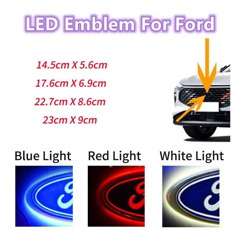 Car LED Emblem Rear Sticker Front Badge with Light for Ford Focus Mondeo Vehicle Logo Tail Decal Car Styling Decoration  - buy with discount