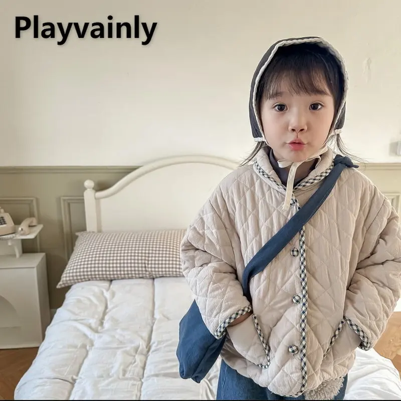 

Winter Boys Girls Fleece Coat Baby Thicken Cotton-padded Clothes Turndown Collar Warm Coat Kids Outwear E122658