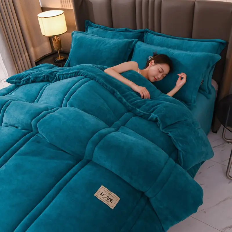 

Thicken Lamb Double-Faced Velvet Quilt Wool Super Warm Winter Comforter Students Dormitory Luxury Blanket Soft Quilt Duvets