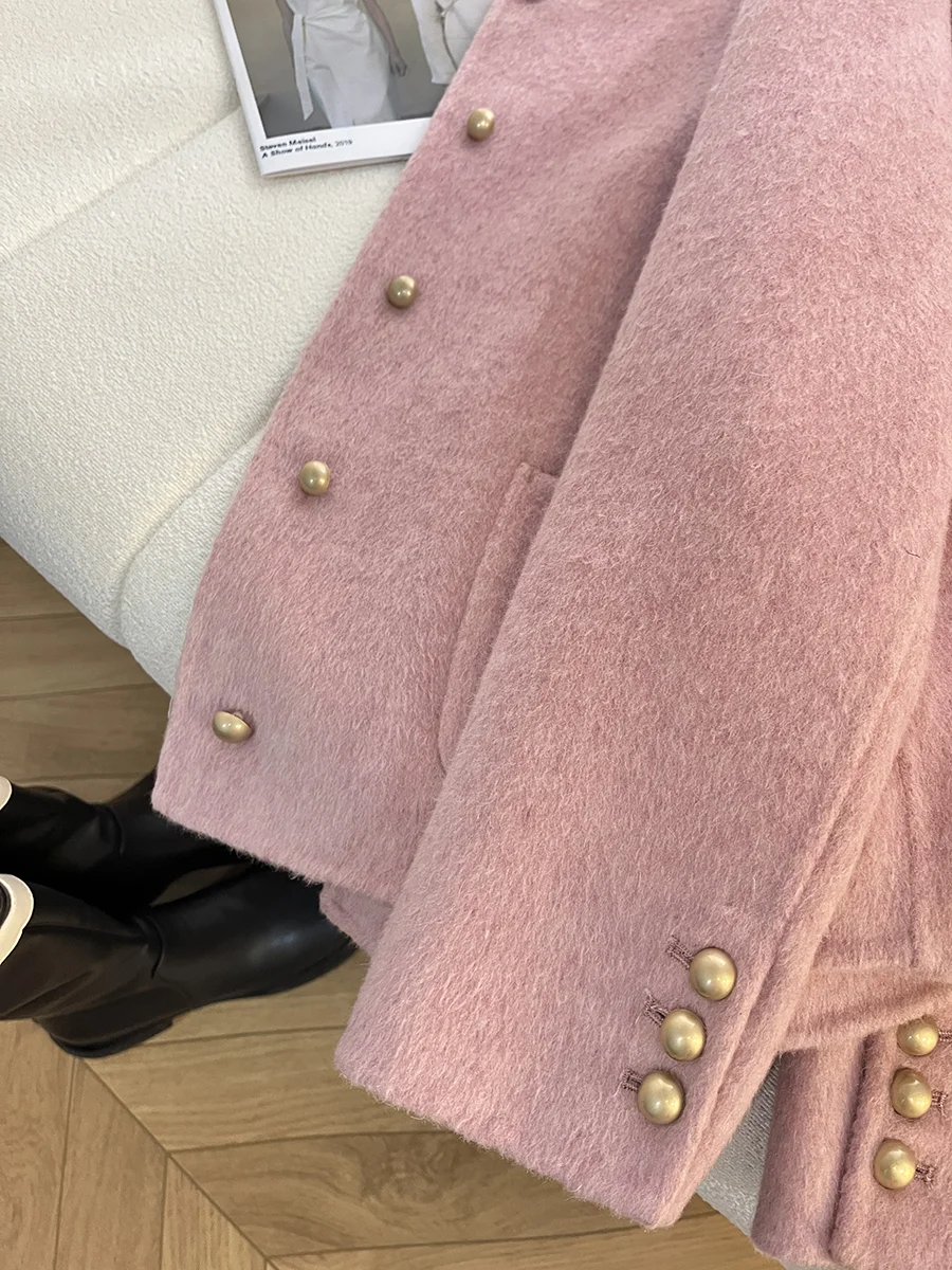 Короткий 70% двусторонний дафлкот Cherry Blossom Powder для женщин новинка 2024 осенне-зимняя