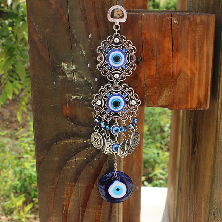 

Turkish Blue Eyes Amulet Wall Protection Hanging Decoration Lucky Pendant Wind Chimes Hanging Ornament Garden Home Decorations