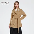 MIEGOFCE 2022 Минималистичное весна-осень шерстяное смесь женское короткое пальто элегантная брошь с лацканами на галстуке короткое женское куртка с поясом простое повседневное женское парка MGK032