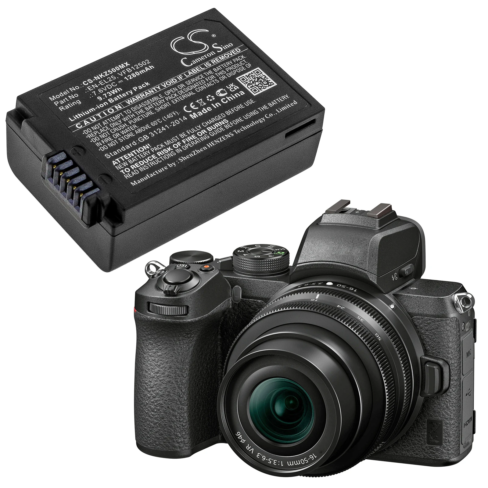Литий-ионный аккумулятор для камеры Nikon EN-EL25 VFB12502 Z50 Z50ZFC Z30 Z FC
