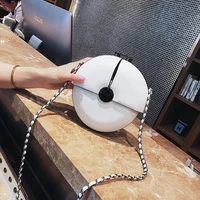 mbti luxurious personality solid color crossbody round bag 2022 summer fashion korean versatile chain shoulder bag for women
