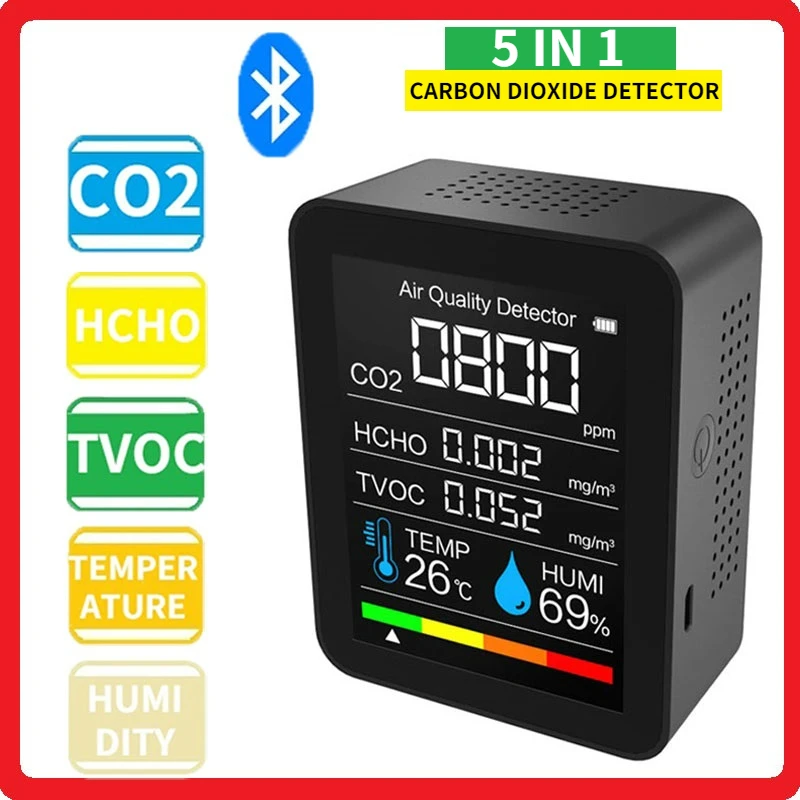 Детектор воздуха CO2 детектор диоксида углерода 5 в 1 датчик температуры и