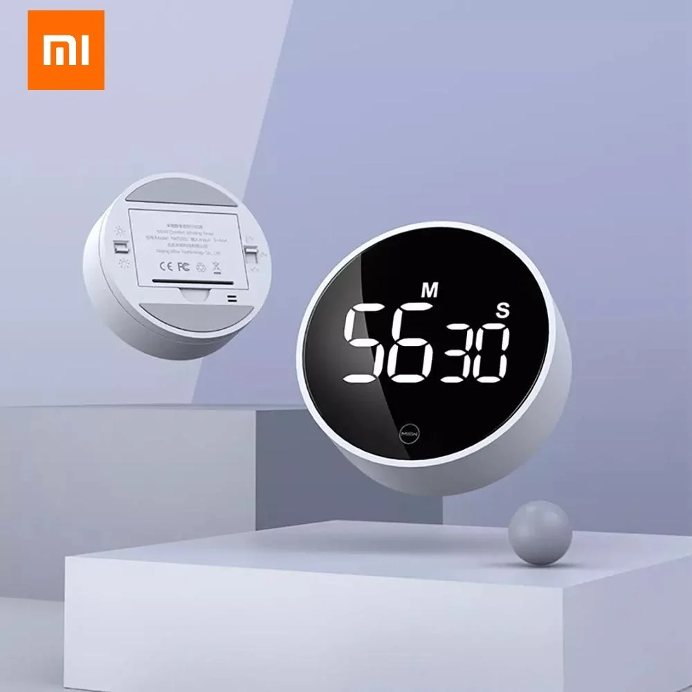 

Вращающийся таймер Xiaomi Miiiw, яркий Регулируемый магнитный светодиодный цифровой дисплей, портативный простой кухонный будильник для пригот...