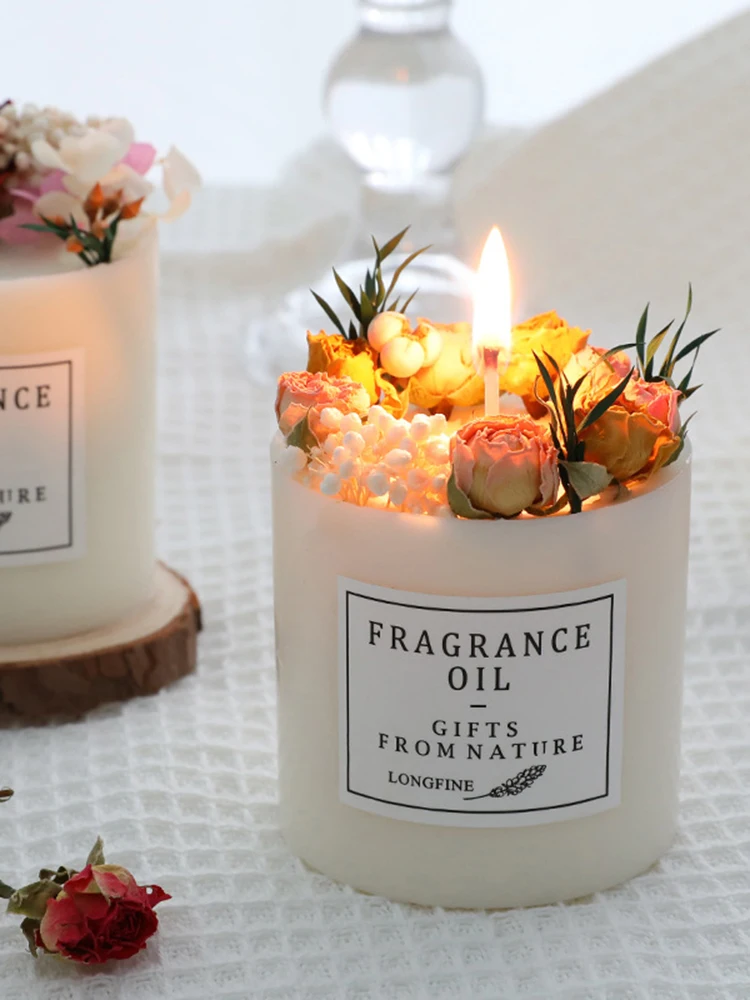 Ароматические свечи соевые фотосвечи без дыма с сушеными цветами романтическое