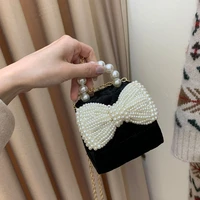 mbti vintage pearl bowknot mini bags femme beading top handle bags 2022 lipstick bolso mujer korean women crossbody shoulder bag