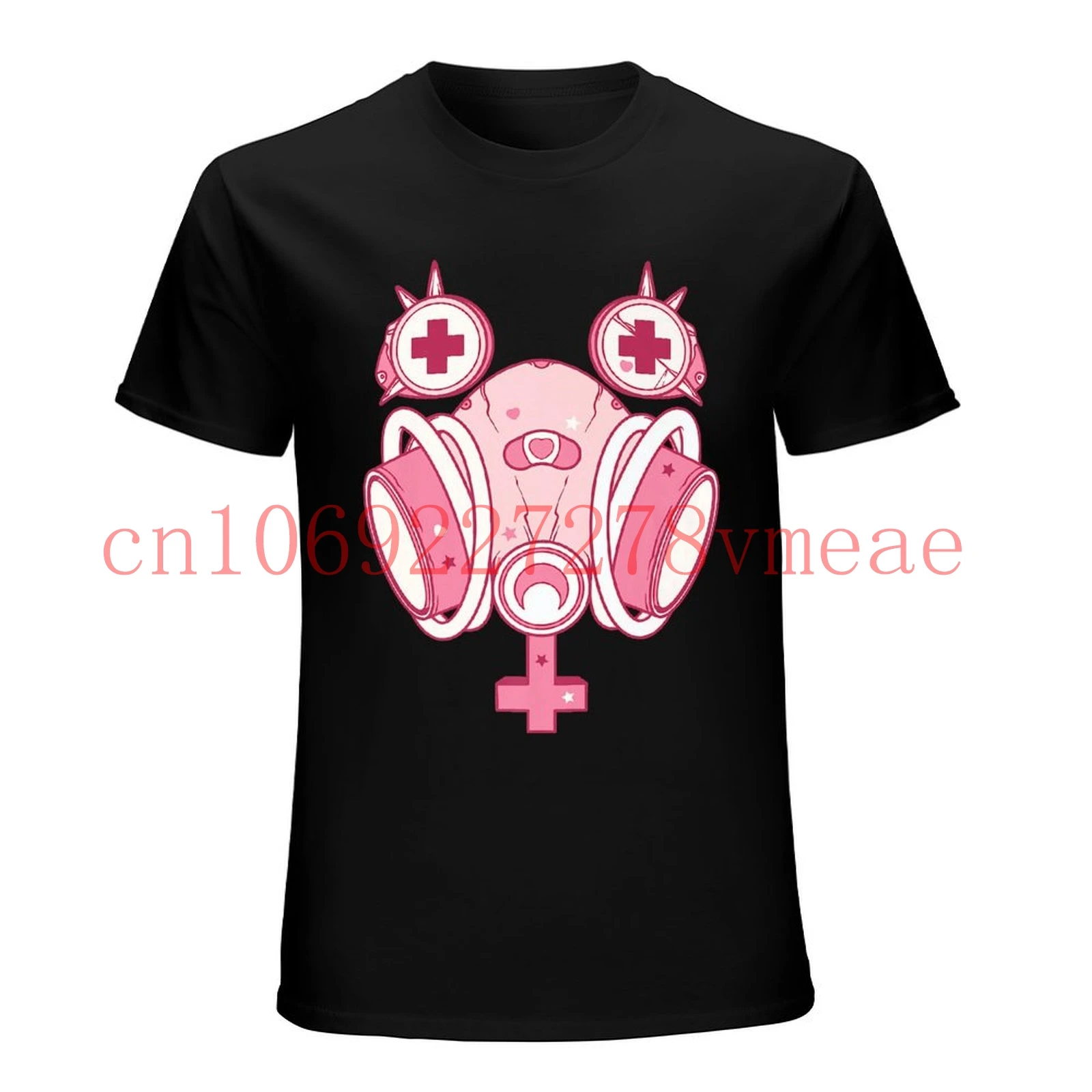 Kawaii противогаз футболка Pastel Goth одежда Menhera Yami Post Apocalyptic Мода Мягкая гранж рубашка