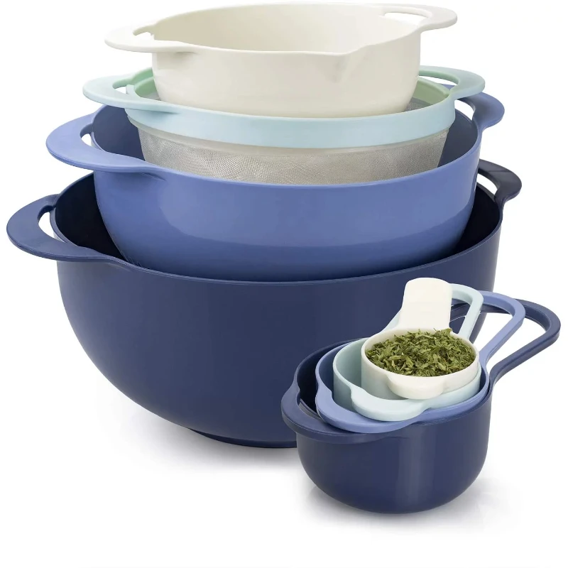 

Plastic Nesting Bowls, Measuring Cups, Colander and Sifter, 8 Piece